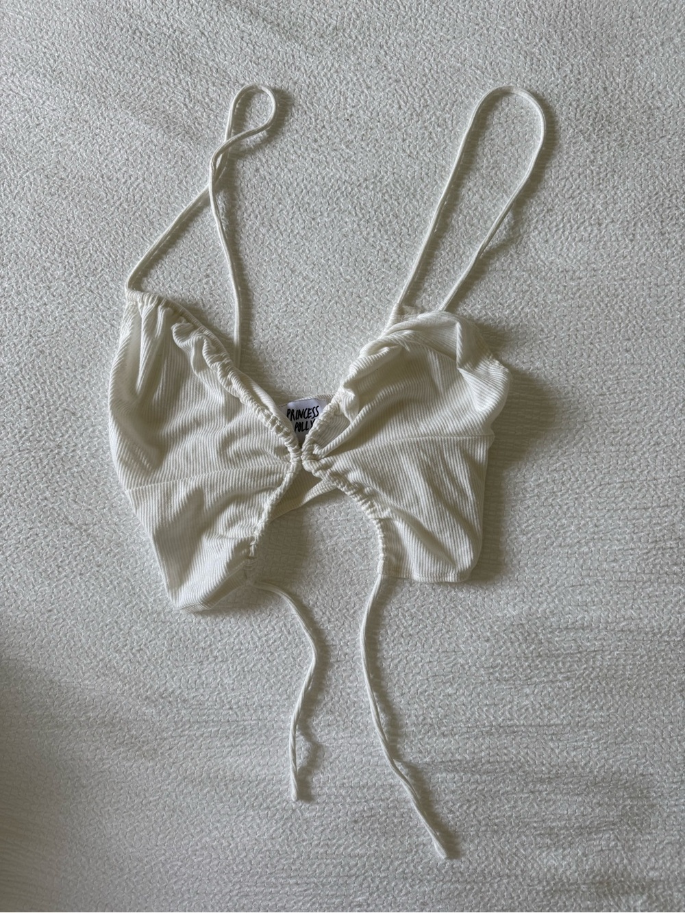 Princess Polly Ivory Ribbed Drawstring Bralette